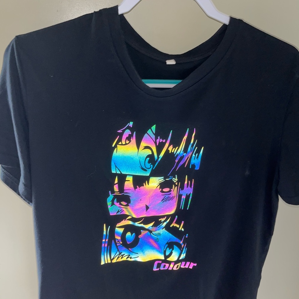 Reflective Anime Graphic Tee